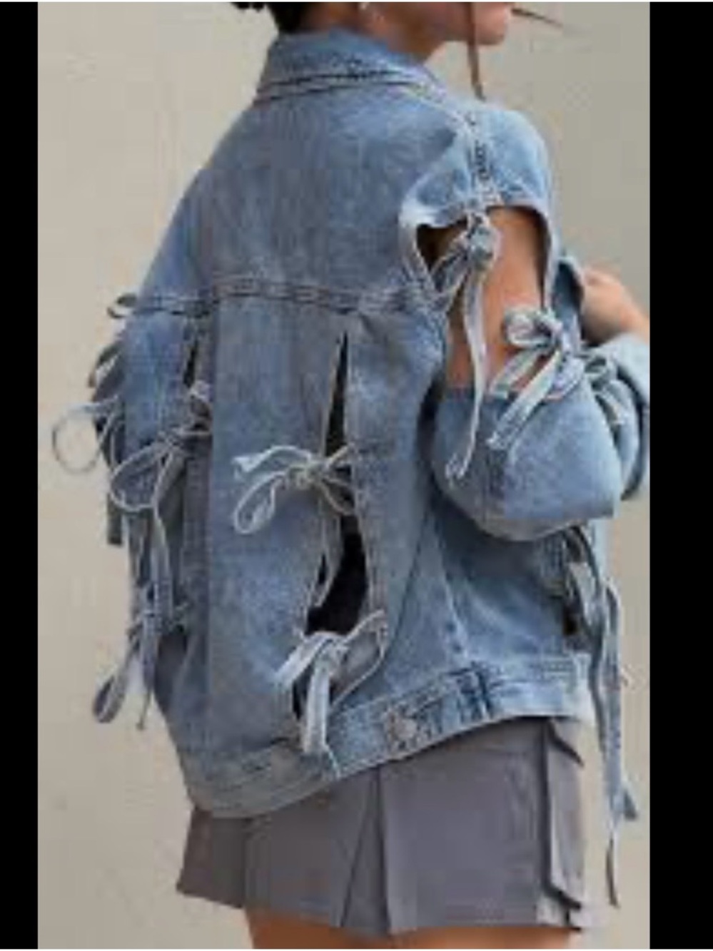 Forever 21 Light Blue Bow Coquette Denim Jacket